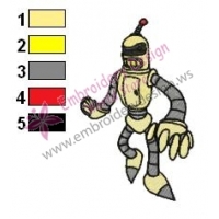 Yellow Bender Futurama Embroidery Design